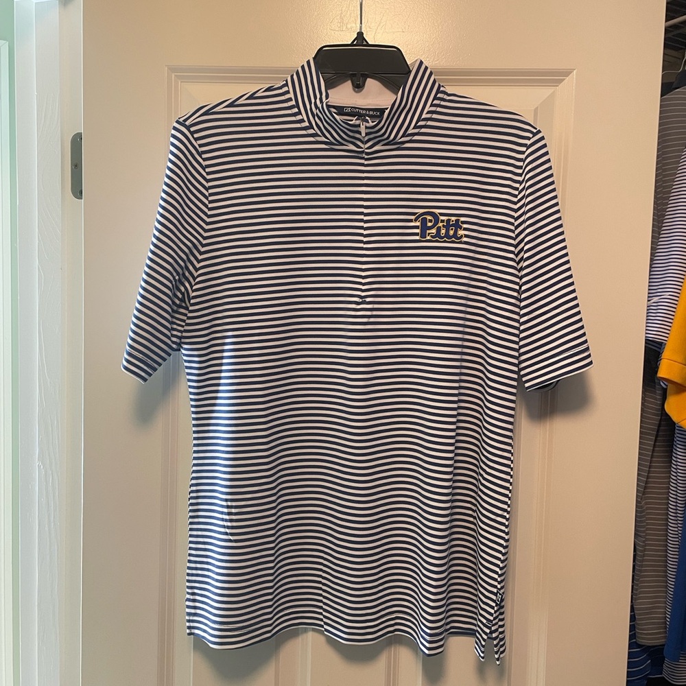 Cutter & Buck Pitt Navy and White Striped Polo